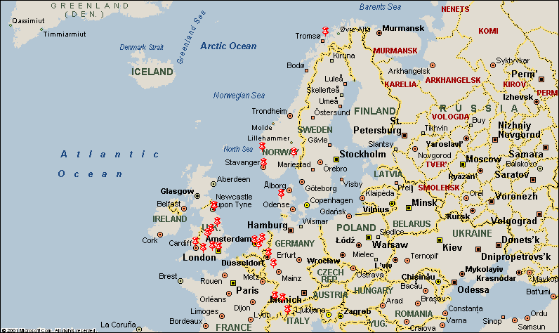 Cystinosis Map:  EUROPE - SCANDINAVIA
